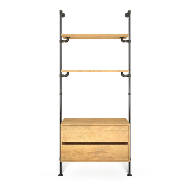 Original Walk-in förvaringssystem med 1 sektion och byrå - (2 hyllor + 1 byrå)