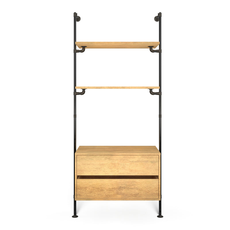 Original Walk-in förvaringssystem med 1 sektion och byrå - (2 hyllor + 1 byrå)