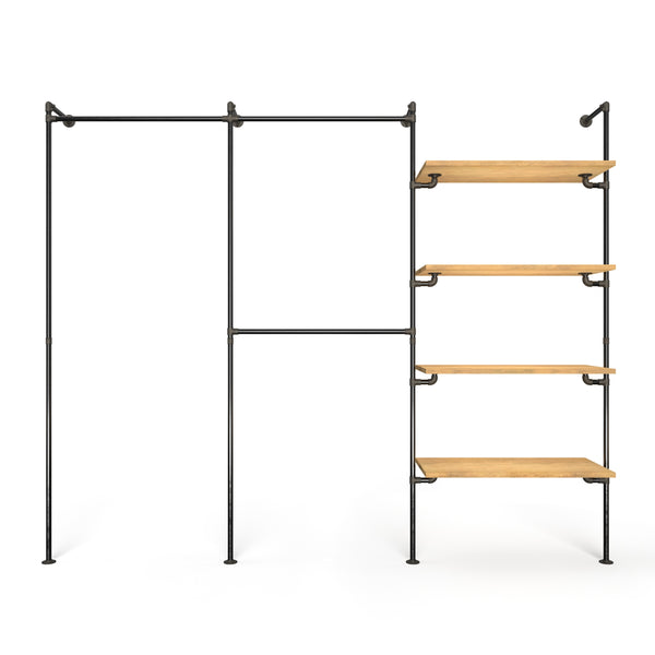 Original Walk-in förvaringssystem med 3 sektioner - (1 stång / 2 stänger / 4 hyllor)