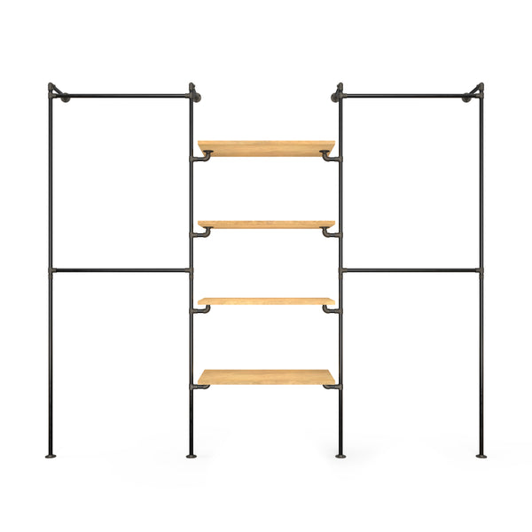 Original Walk-in förvaringssystem med 3 sektioner - (2 stänger / 4 hyllor / 2 stänger)