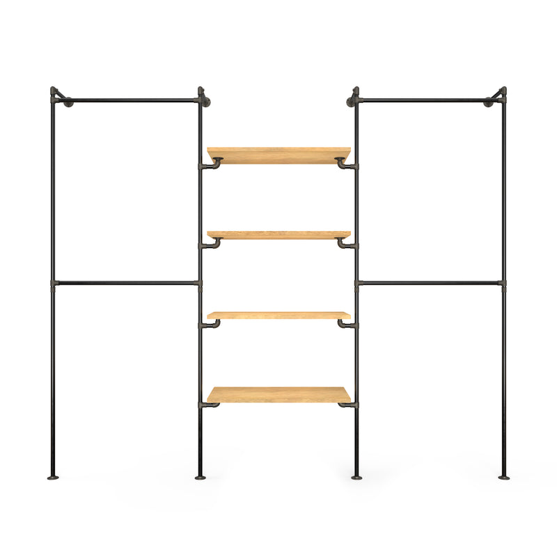 Original Walk-in förvaringssystem med 3 sektioner - (2 stänger / 4 hyllor / 2 stänger)