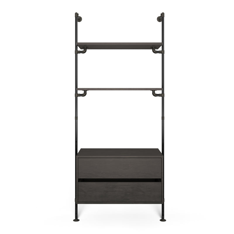Original Walk-in förvaringssystem med 1 sektion och byrå - (2 hyllor + 1 byrå)