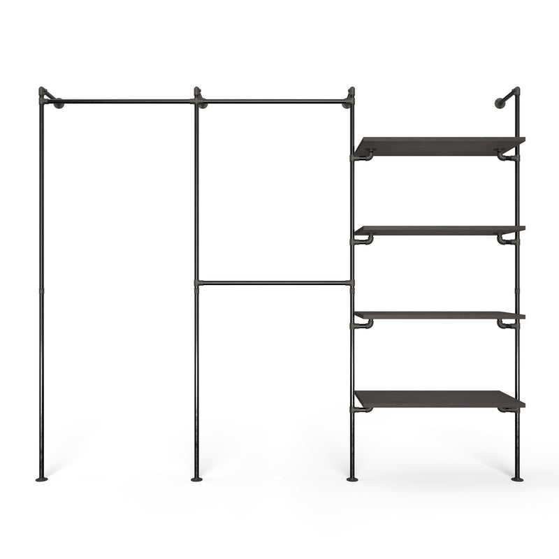 Original Walk-in förvaringssystem med 3 sektioner - (1 stång / 2 stänger / 4 hyllor)