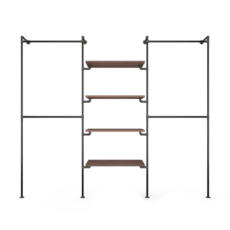 Original Walk-in förvaringssystem med 3 sektioner - (2 stänger / 4 hyllor / 2 stänger)