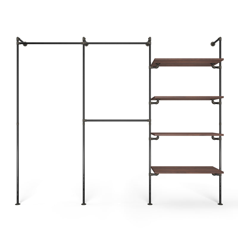 Original Walk-in förvaringssystem med 3 sektioner - (1 stång / 2 stänger / 4 hyllor)