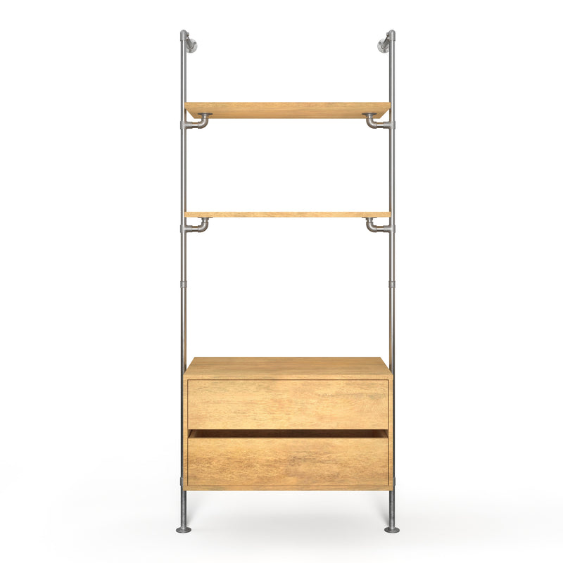 Original Walk-in förvaringssystem med 1 sektion och byrå - (2 hyllor + 1 byrå)