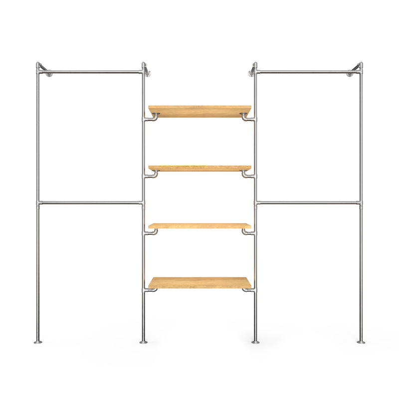 Original Walk-in förvaringssystem med 3 sektioner - (2 stänger / 4 hyllor / 2 stänger)