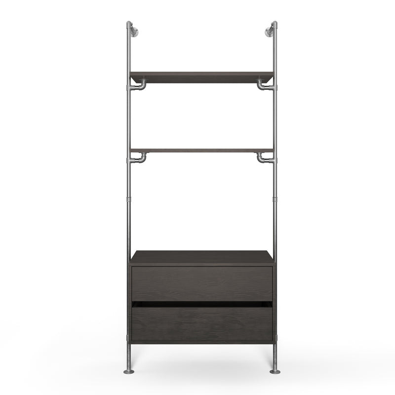 Original Walk-in förvaringssystem med 1 sektion och byrå - (2 hyllor + 1 byrå)