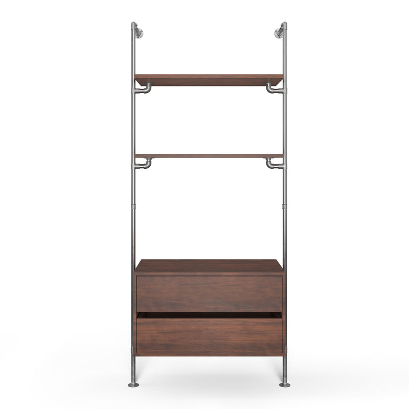 Original Walk-in förvaringssystem med 1 sektion och byrå - (2 hyllor + 1 byrå)