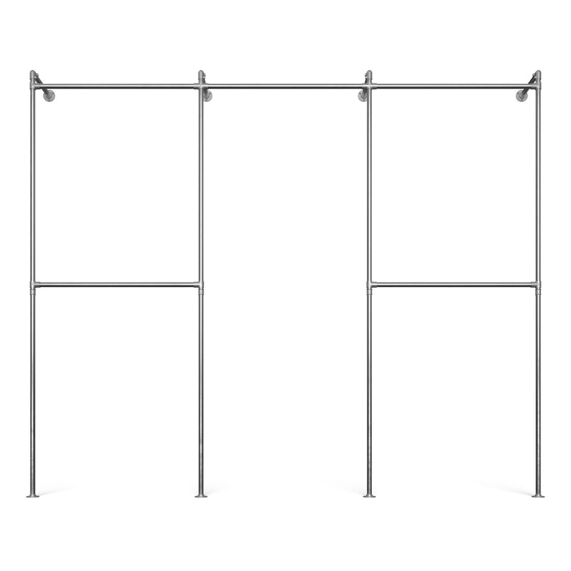 Original Walk-in klädställning med 3 sektioner - (2 stänger / 1 stång / 2 stänger)